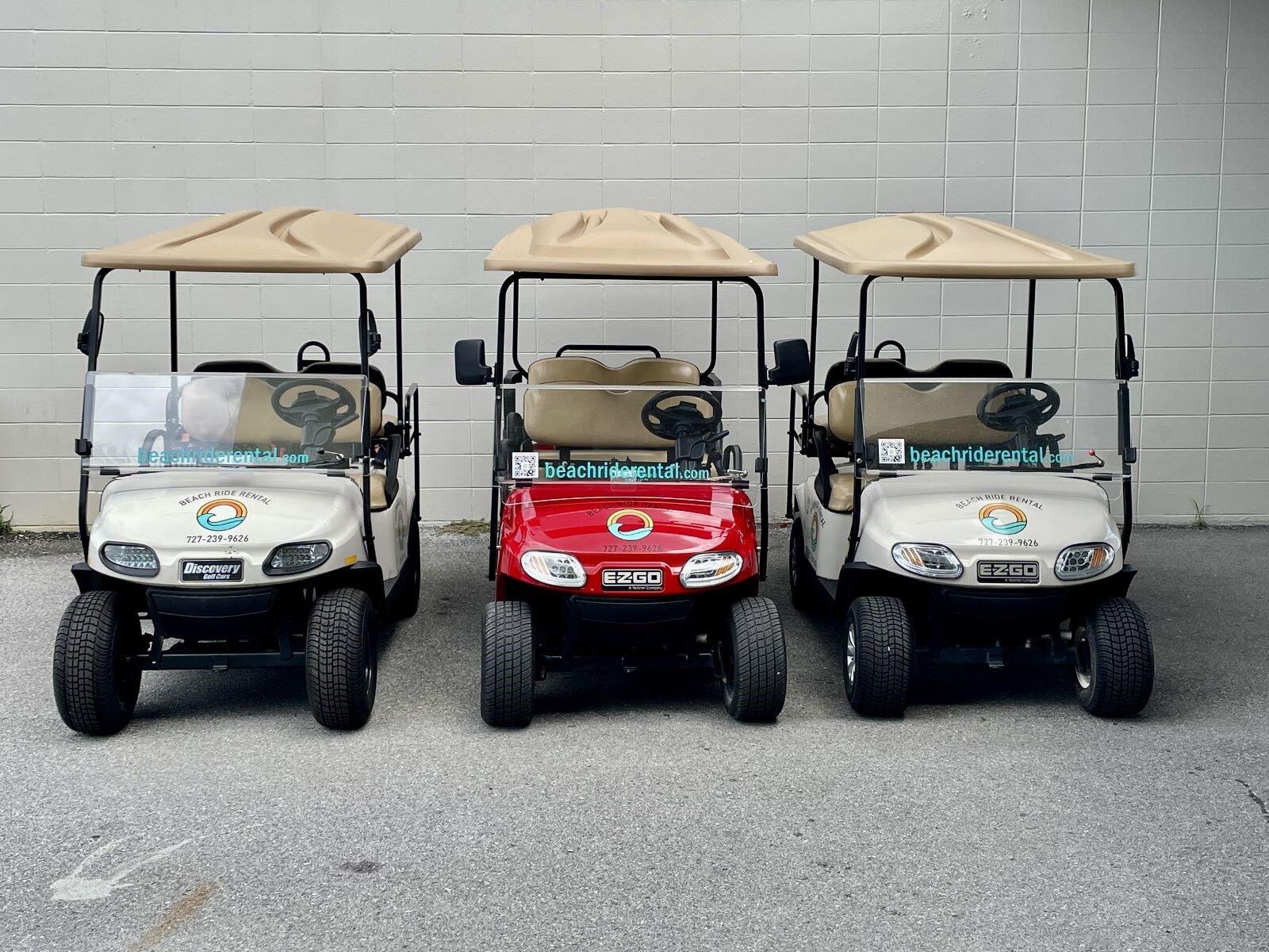 Golf cart parked at a Tampa Bay Area destination