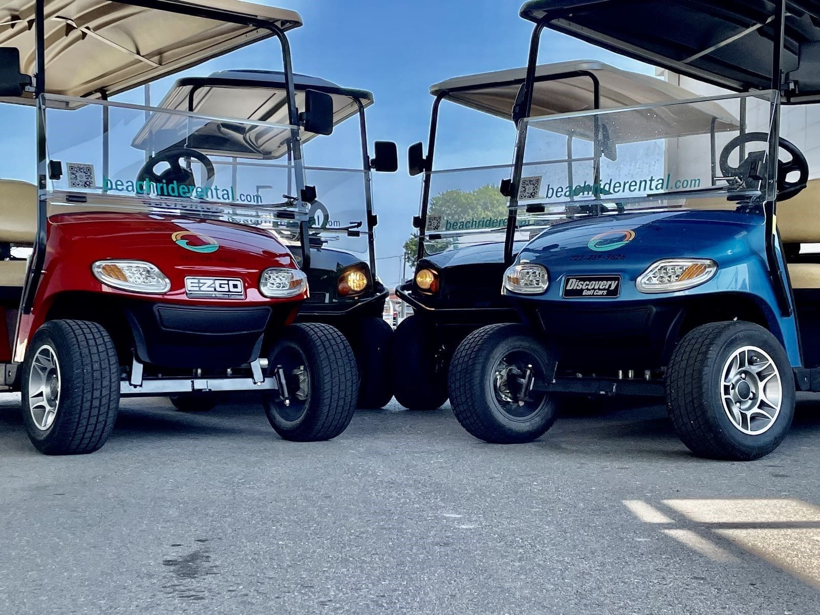 Golf cart ready for a Beach Ride Rental customer
